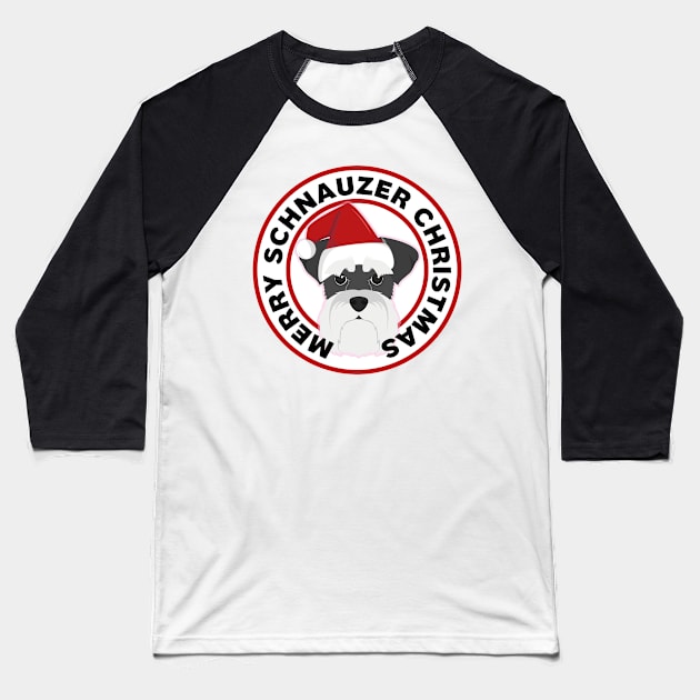 Merry Christmas Schnauzer Baseball T-Shirt by CafePretzel